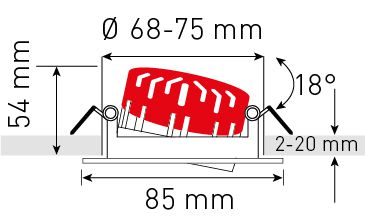 spot encastré à LED SOLV Ø68 blanc 3000K 710lm 38°