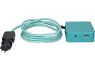 multiprise Cube 3x type 13 turquoise / noir USB 2m clip-clap