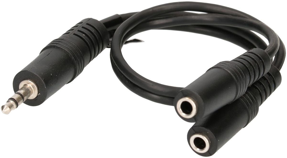 câble audio adaptateur Y stéréo fiche/prise jack 0.2m noir