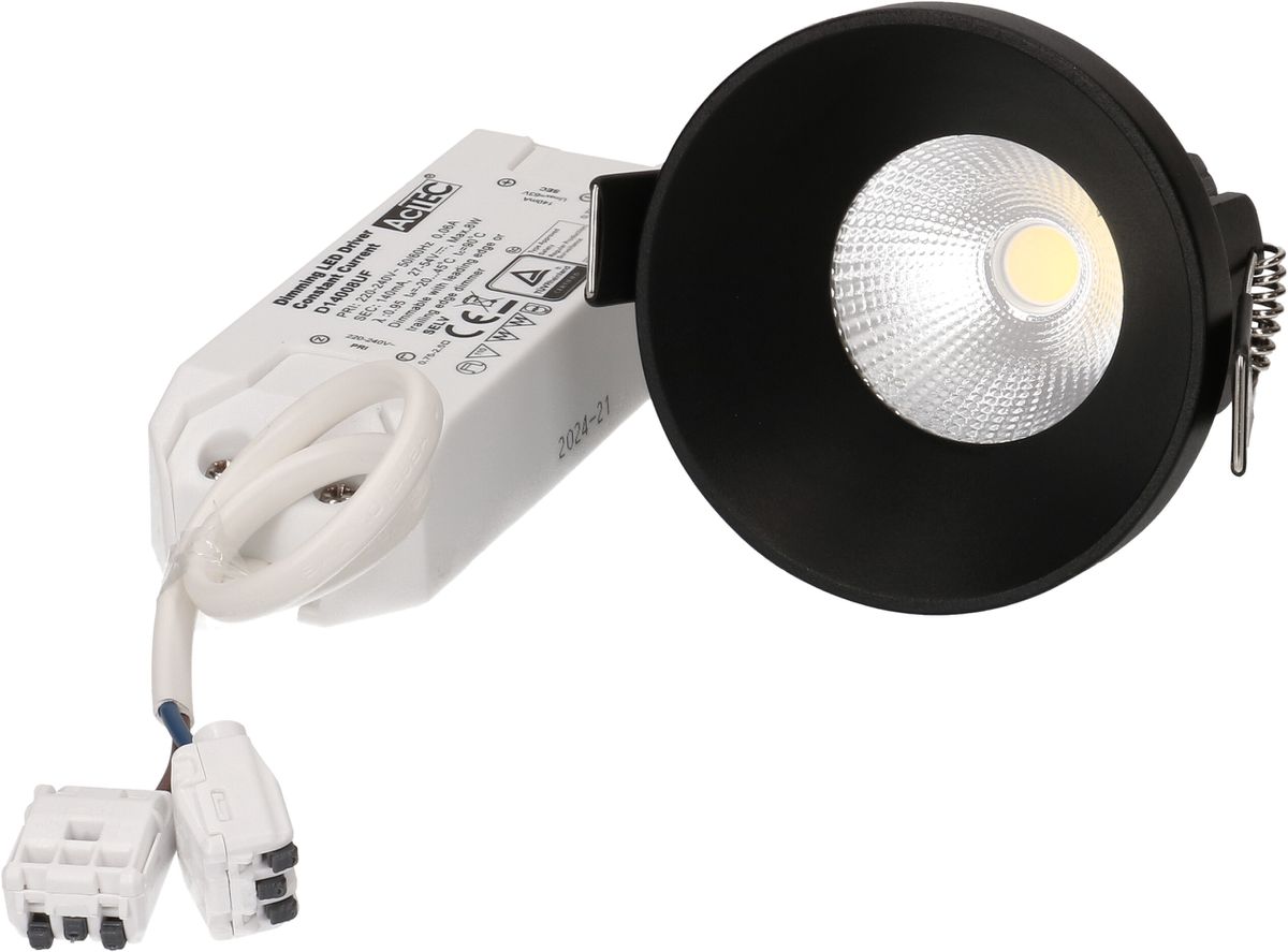 LED-Einbauspot ATMA Ø68 schwarz 3000K 660lm 32°