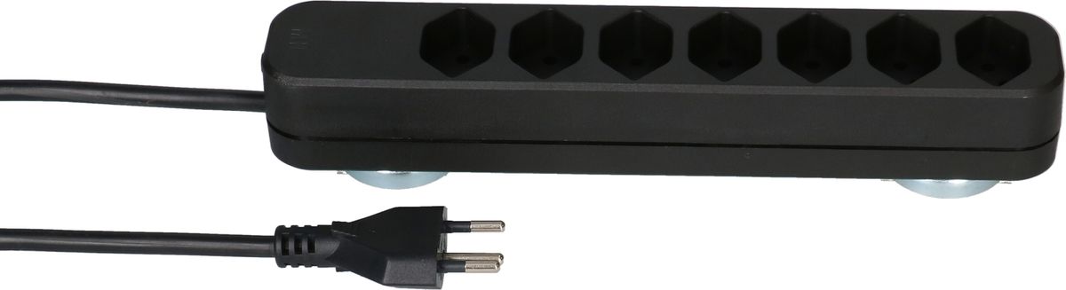 Steckdosenleiste Swiss Line 7x Typ 13 schwarz Magnet 5m