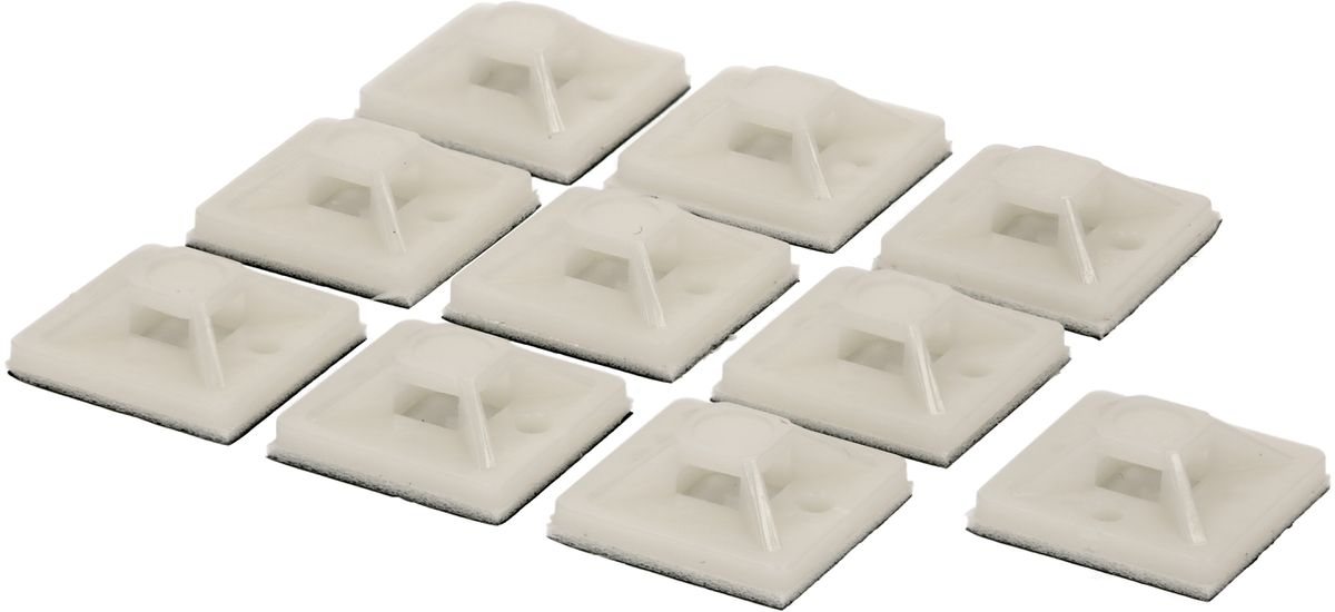 pied pour attache câbles 19X19mm blanc jusqu'à 3.6mm / 10 pièces