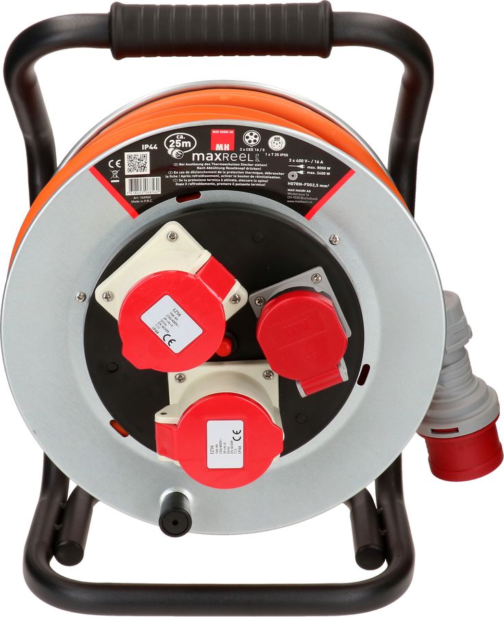 enrouleur de câble en acier 2x CEE16-5 1x type 25 IP55 25m