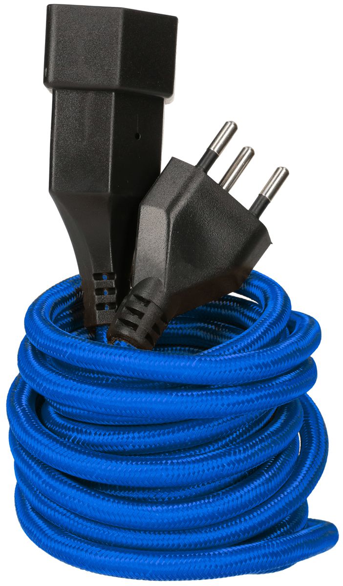 Rallonge textile H05VV-F3G1.0 3m bleu type 12 / type 13