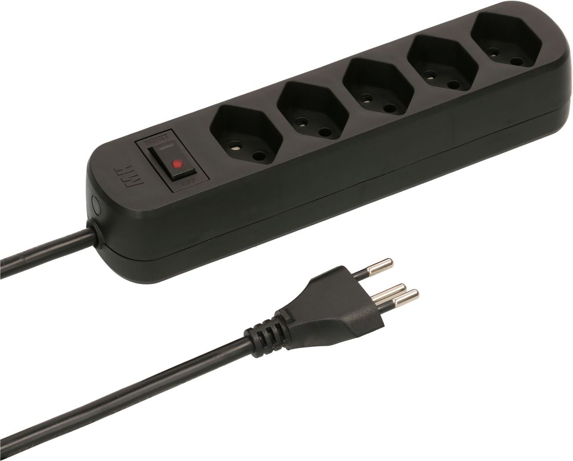 Steckdosenleiste Basic Line 5x Typ 13 BS schwarz Schalter 1.5m