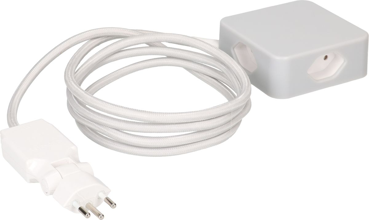 multiprise Cube 4x type 13 gris / blanc 2m clip-clap