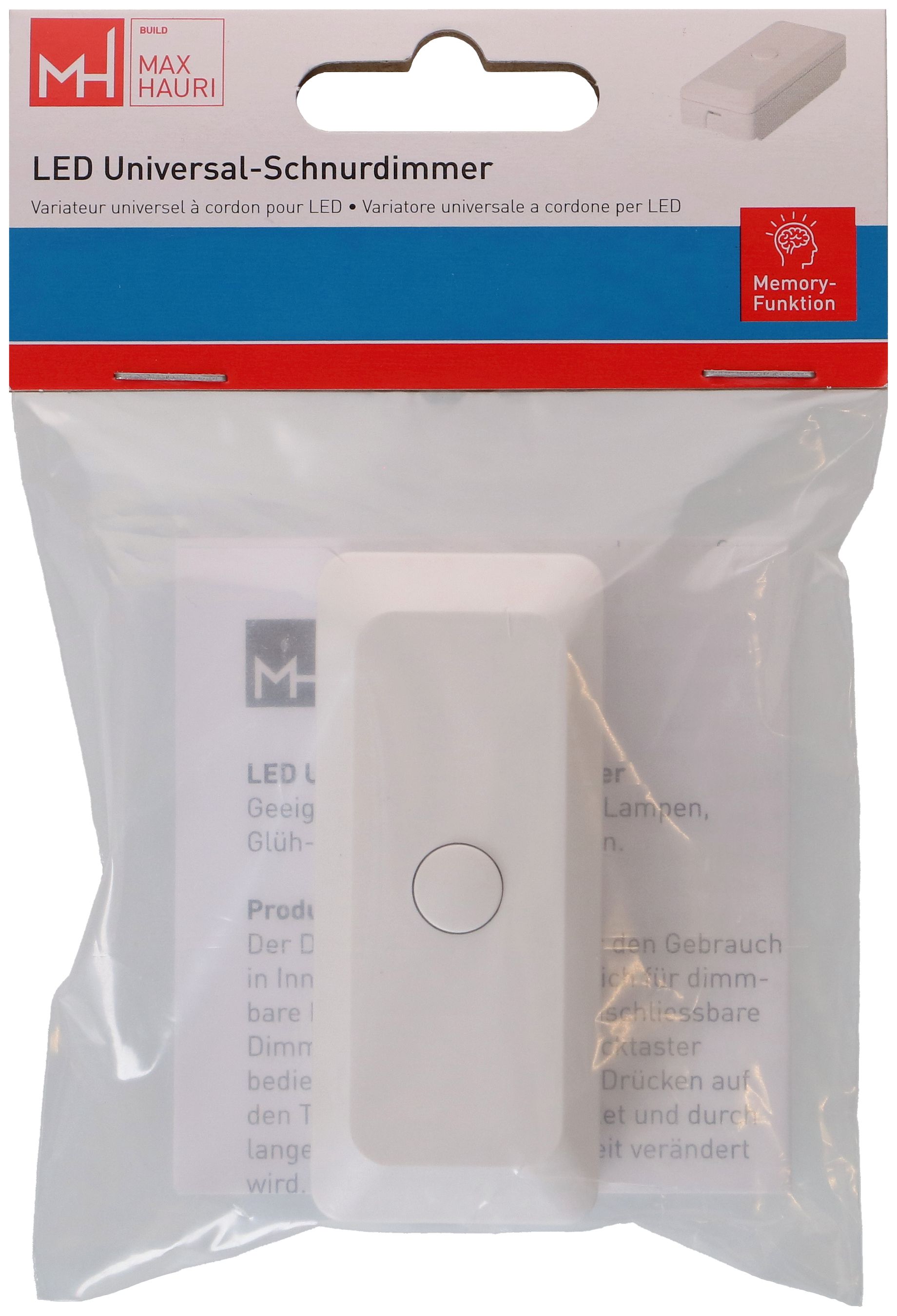 LED-Universal-Schnurdimmer integrierte Speicherfunktion weiss