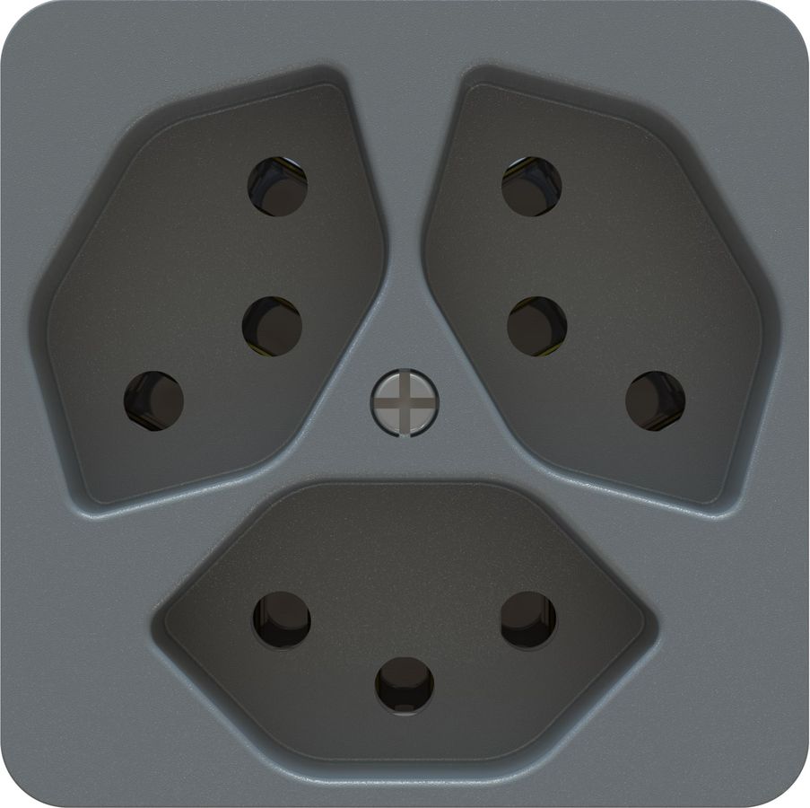 Steckdose 3x Typ 13 Einsatz +Frontplatte priamos anthrazit