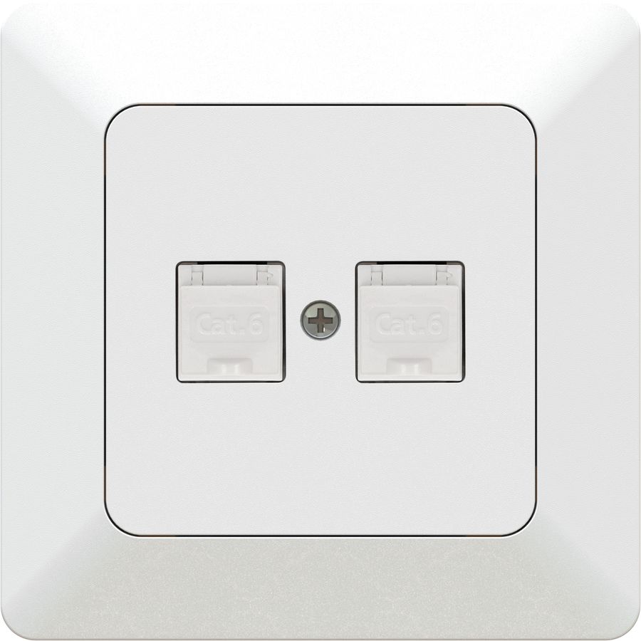 prise réseau 2x RJ45 cat.6 non blindé ENC priamos blanc
