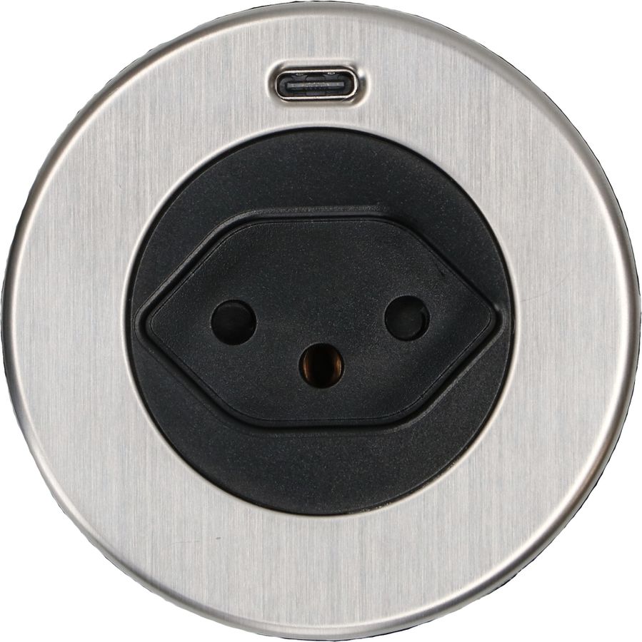 SOLO Steckdoseneinheit Edelstahl 1x Typ 13 1x USB-C