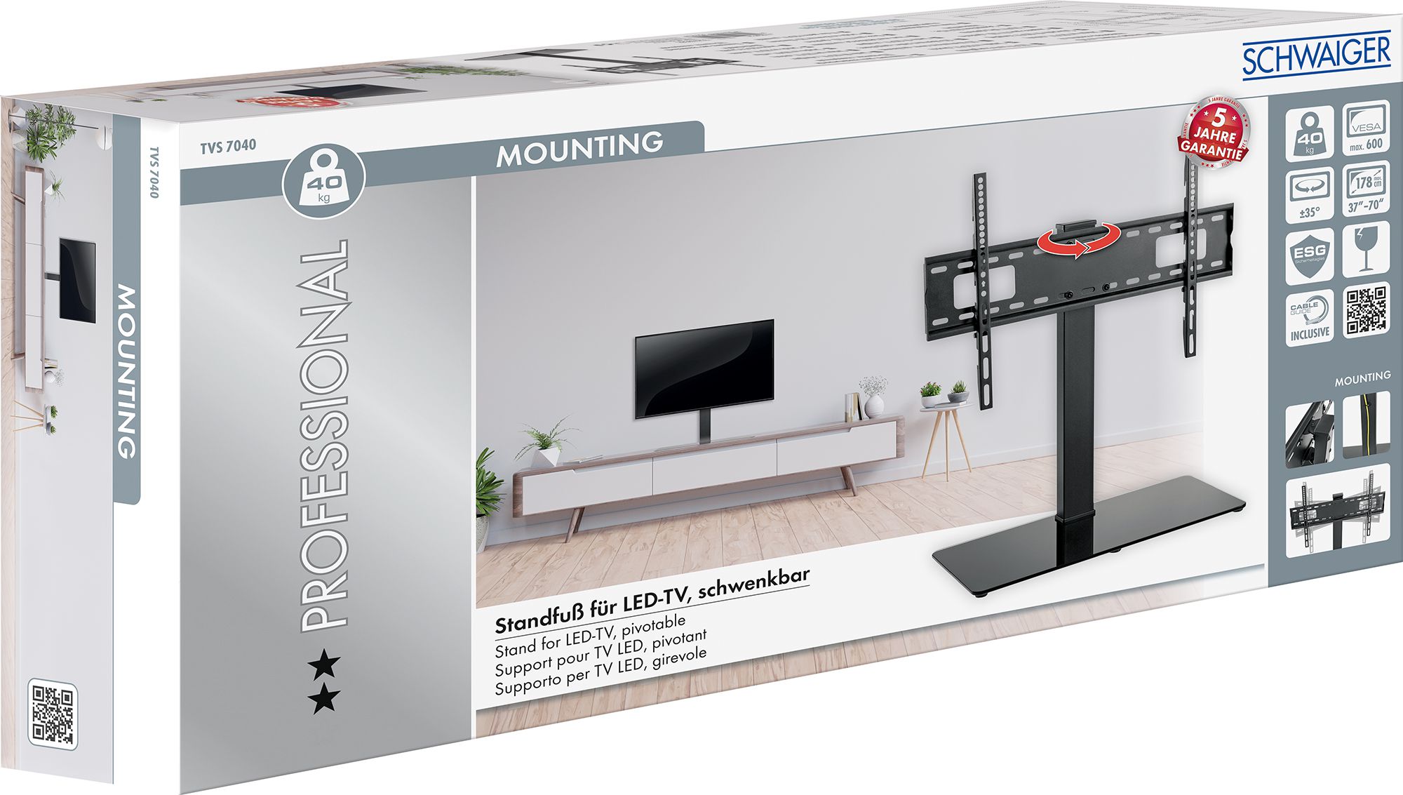 Standfuss für LED TVs bis 40 kg schwenkbar