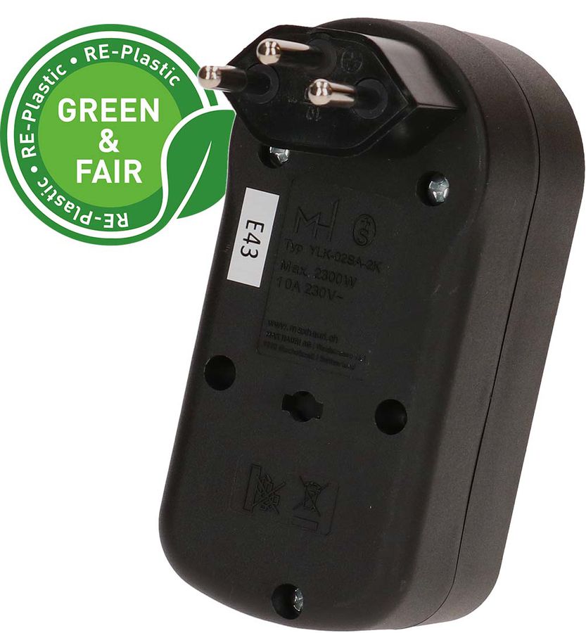 multi adaptateur ADAPT 3x type 13 noir rotatif Green+Fair