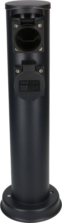 colonne de prises de jardin 4x type 13 IP55 rond acier noir mat