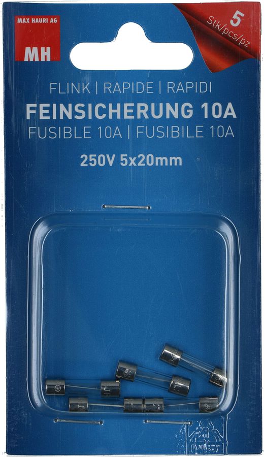 Feinsicherung 10A flink 250V 5x20mm / 5 Stück