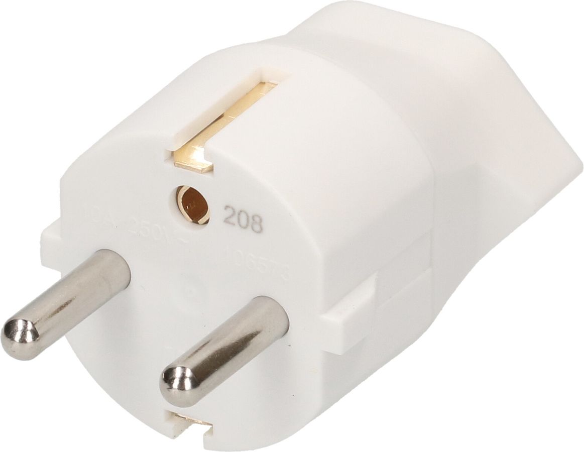 adaptateur fixe Schuko / type 13 CEE 7/7 blanc