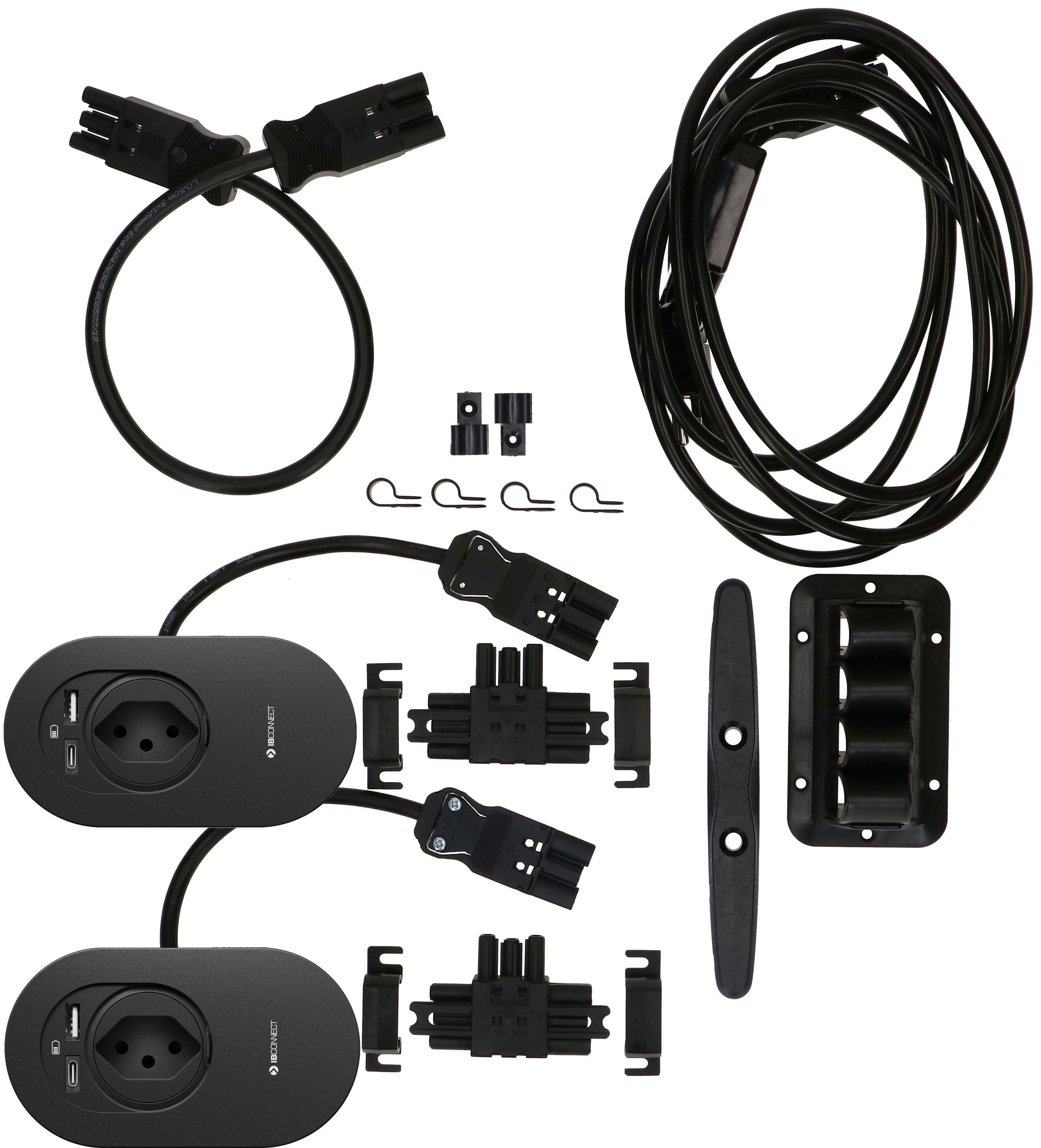 Twin set di raccordi ORBIT presa multipla nero tipo 13 USB-A/C