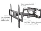 support TV mural MOTION 5 noir inclinable/orientable jusqu'à 50kg