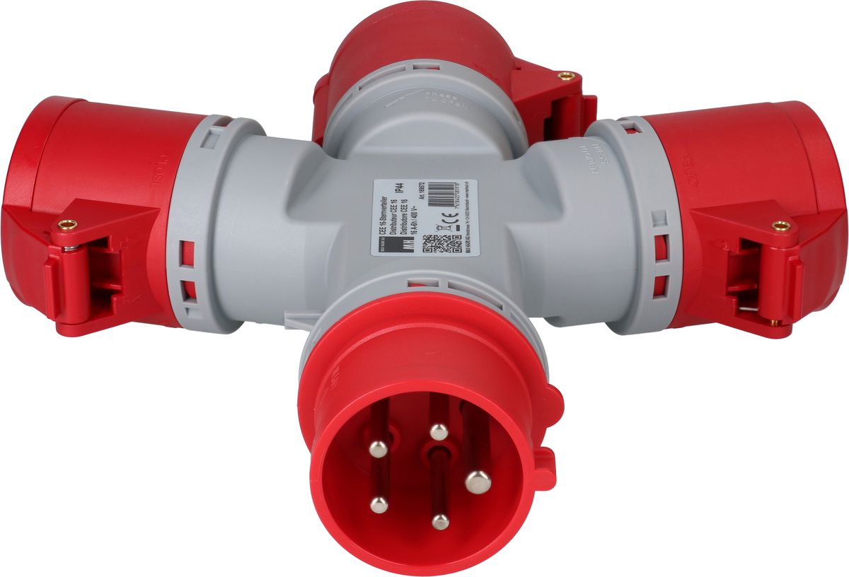 distributeur en étoile 1x CEE16 fiche 3x CEE16 prises 400V IP44
