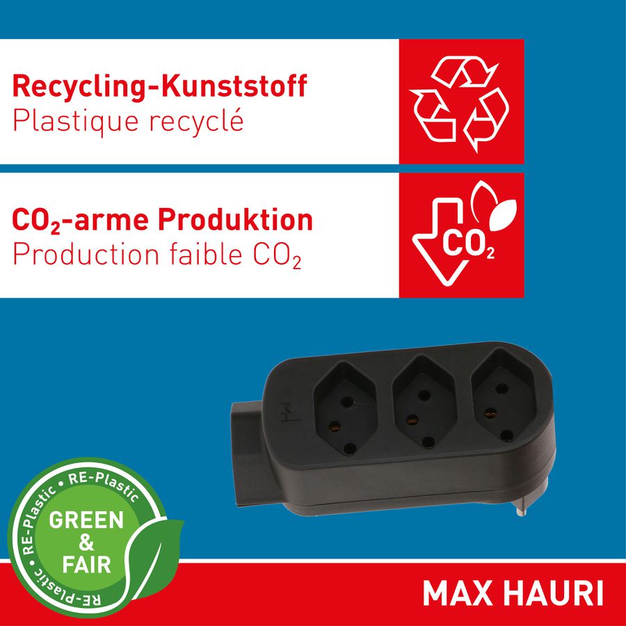 multi adaptateur ADAPT 3+1x type 13 noir rotatif Green+Fair