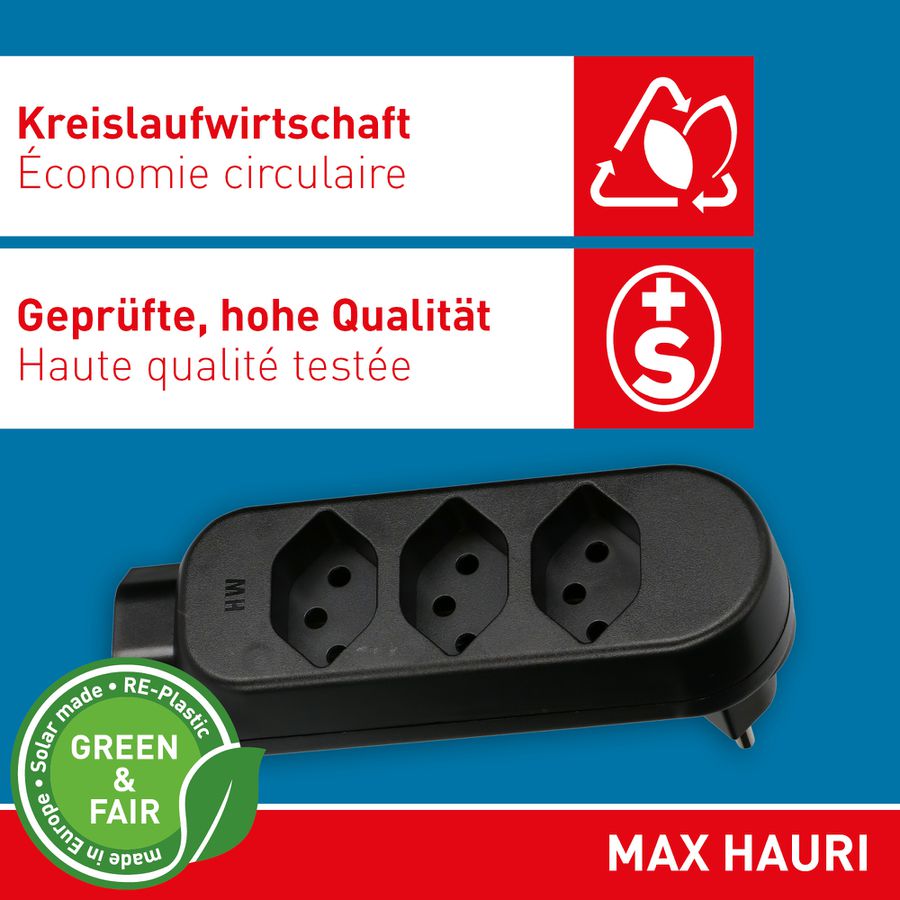 multi adaptateur ADAPT 3+1x type 13 noir rotatif Green+Fair