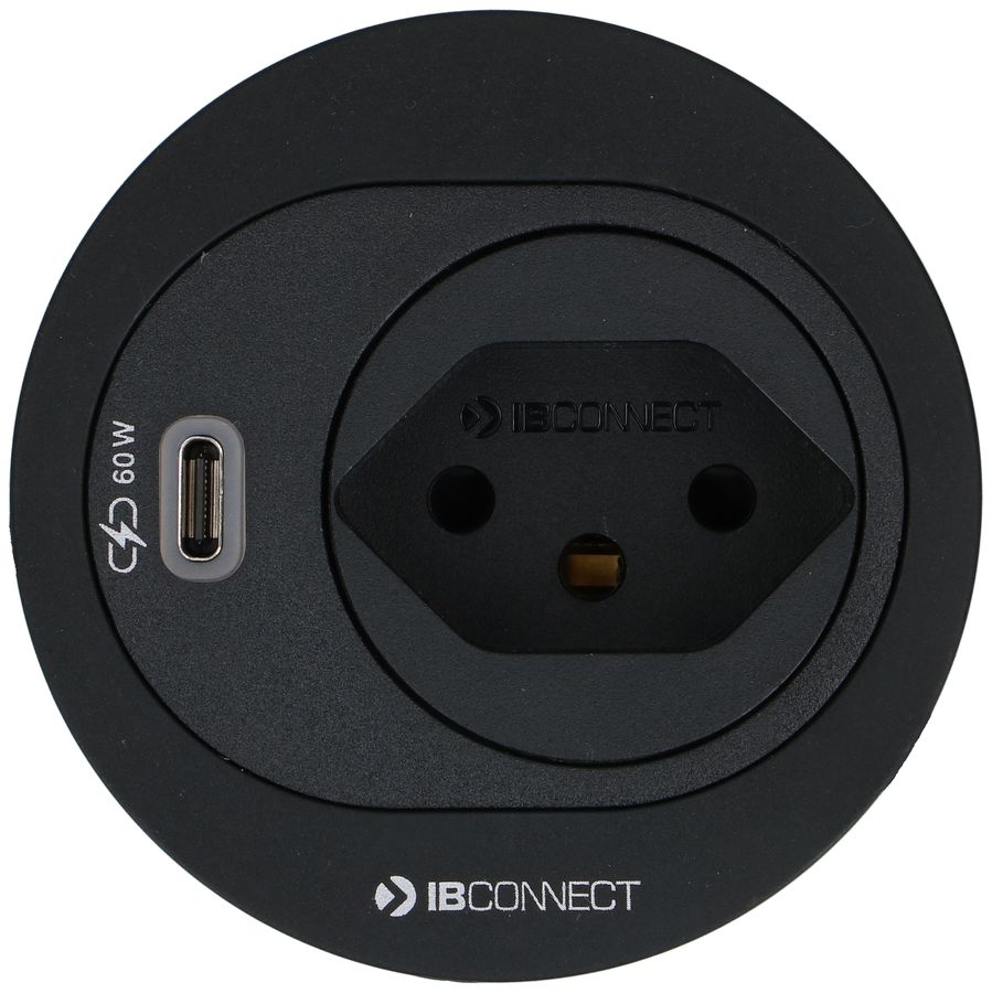 ATOM Steckdoseneinheit schwarz 1x Typ 13 1x USB-C 60W