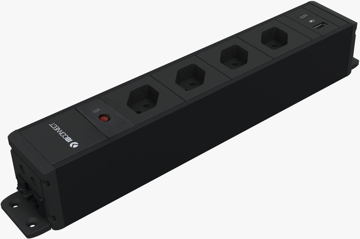 CUBO bloc multiprise noir 4x type 13 1x USB-A/C