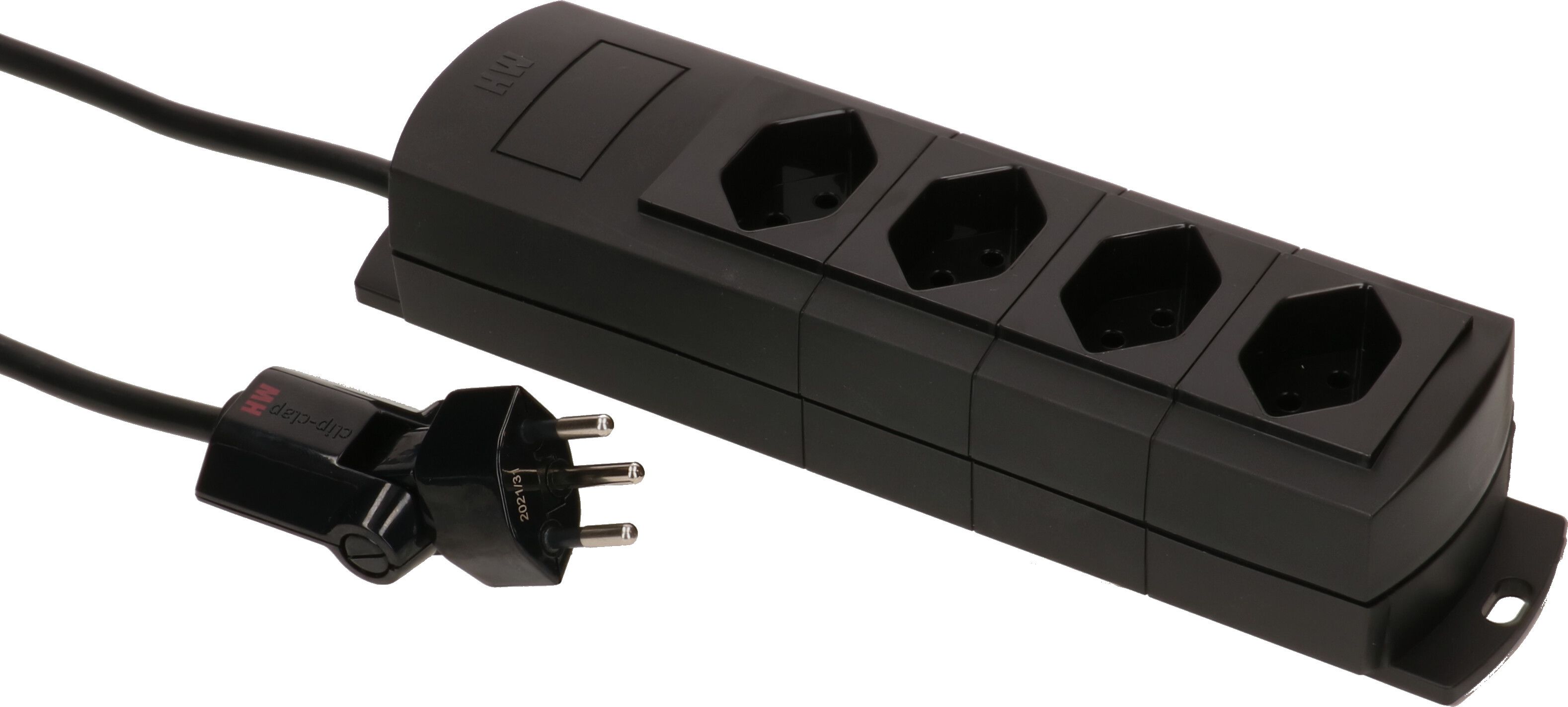 multiprise Prime Line 4x type 13 noir 3m clip-clap