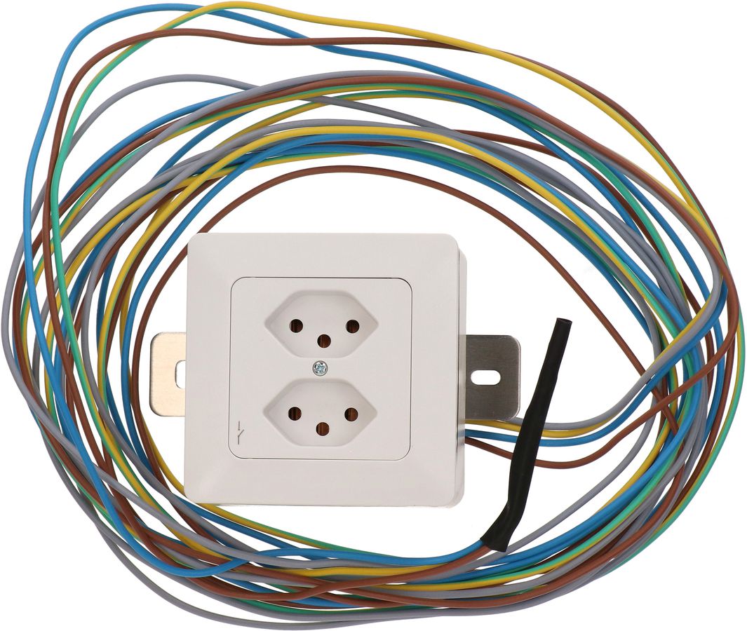 Steckdose 2x Typ 13 1S AP mit Montagebügel priamos weiss