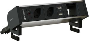 SUPRA bloc multiprise anodisé 2x type 13 1x USB-A/C 1x vide