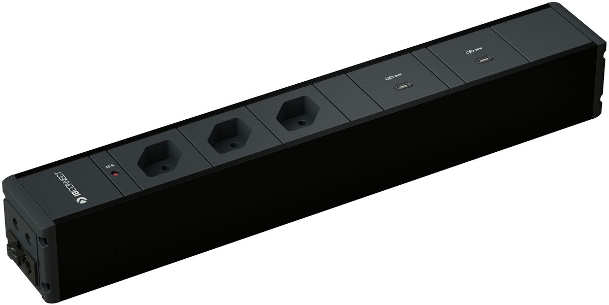 CUBO bloc multiprise noir 3x type 13 2x USB-C 36W aimant