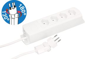 multiprise Prime Line 4x type 13 blanc 3m clip-clap