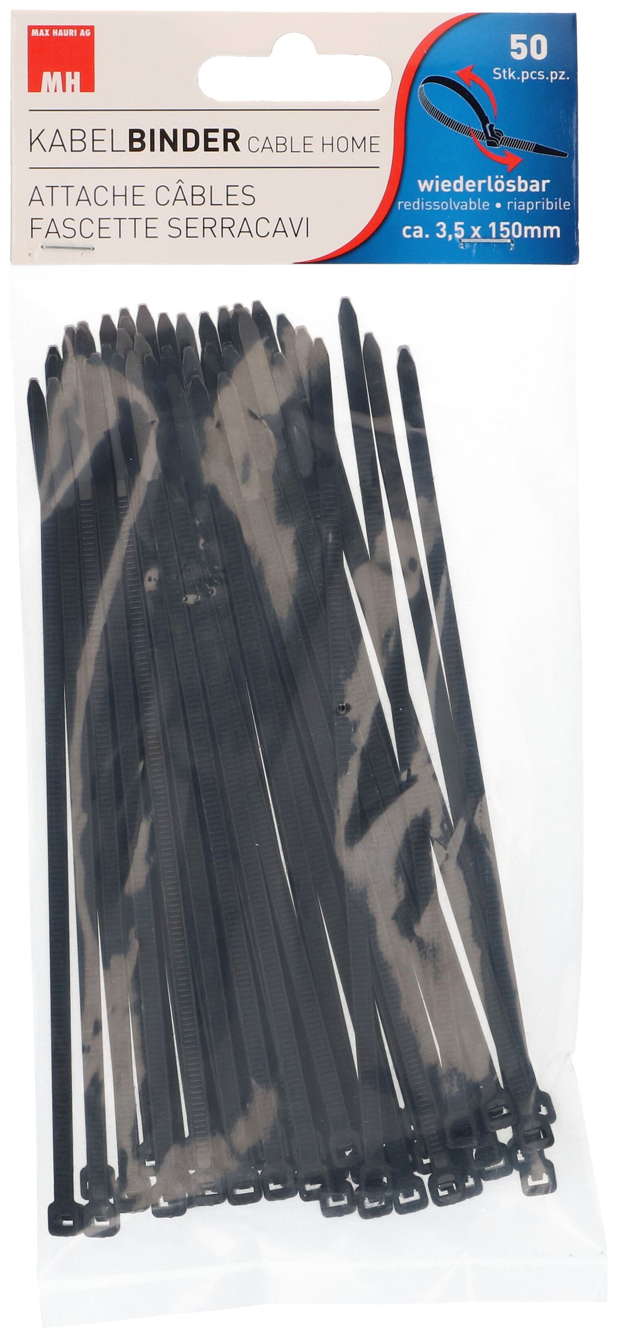 attache câbles redissolvable 3.5x150mm noir / 50 pièces