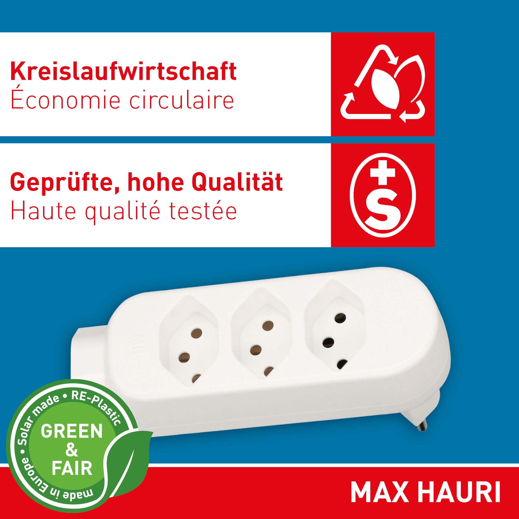 multi adaptateur ADAPT 3+1x type 13 blanc rotatif Green+Fair