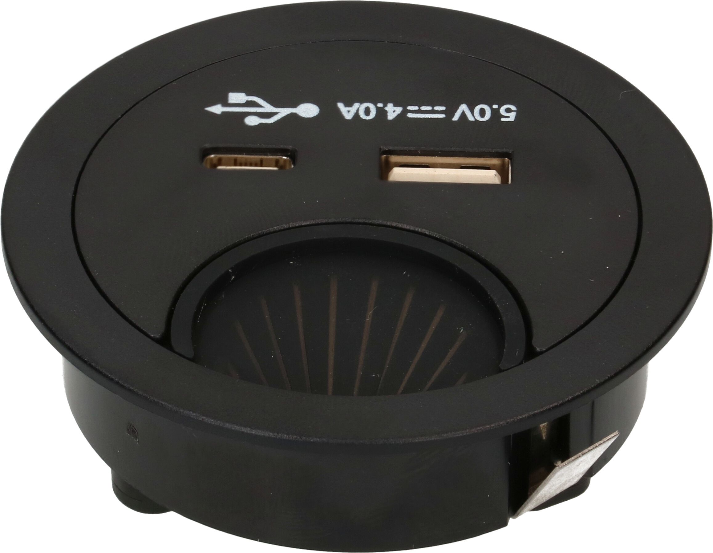 passe-câble avec USB-A et USB-C Charger noir