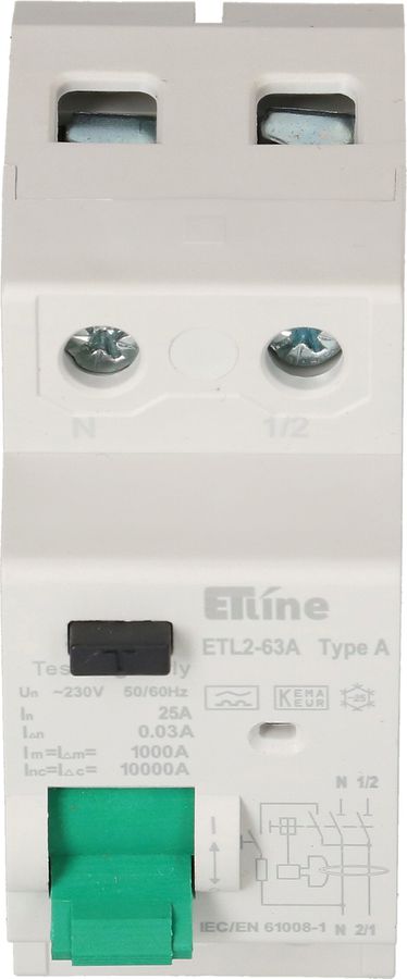 interruttore differenziale 1P+N 25A 30mA tipo A 10kA