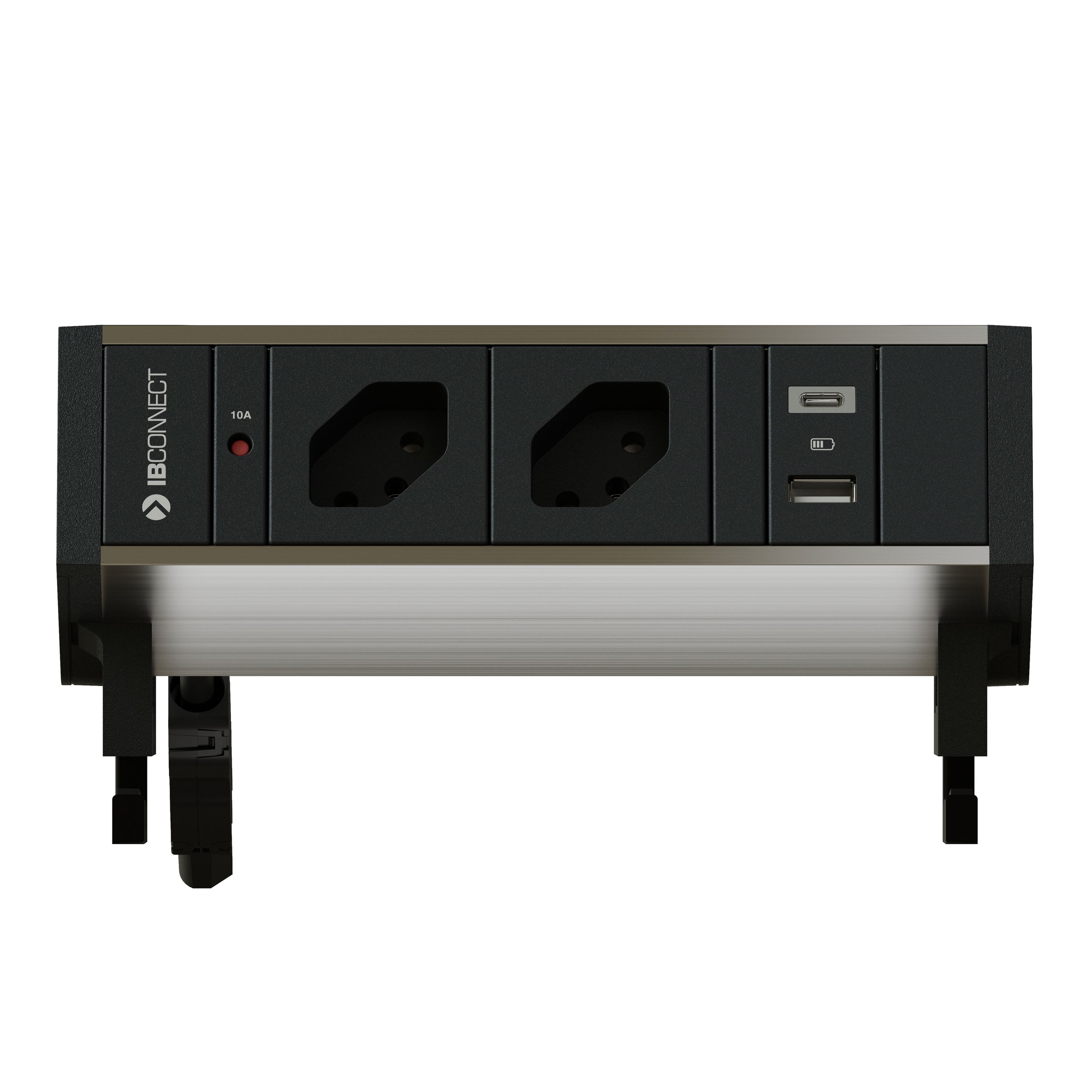 SUPRA bloc multiprise anodisé 2x type 13 1x USB-A/C