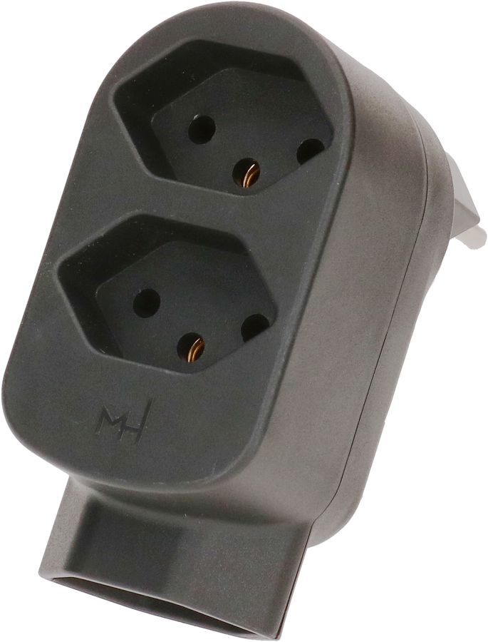 Abzweigstecker ADAPT 2+1x Typ 13 schwarz drehbar Green+Fair