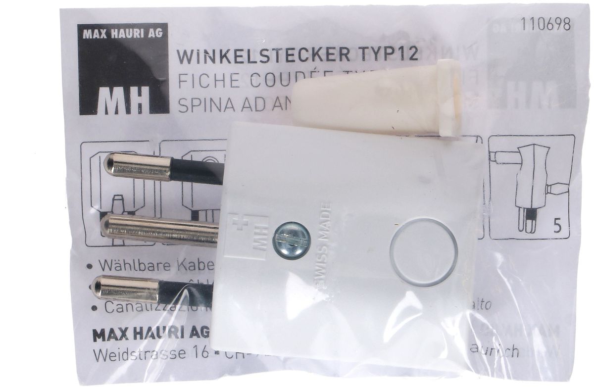 fiche type 12 coudée 3 pôles blanc