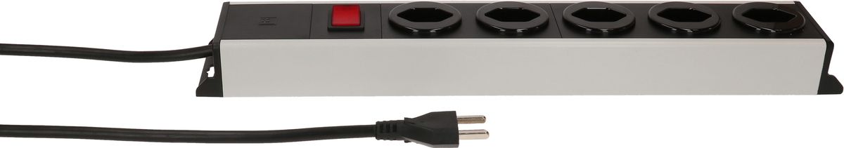 Steckdosenleiste Power Line 5x Typ 23 grau/schwarz Schalter 1.5m