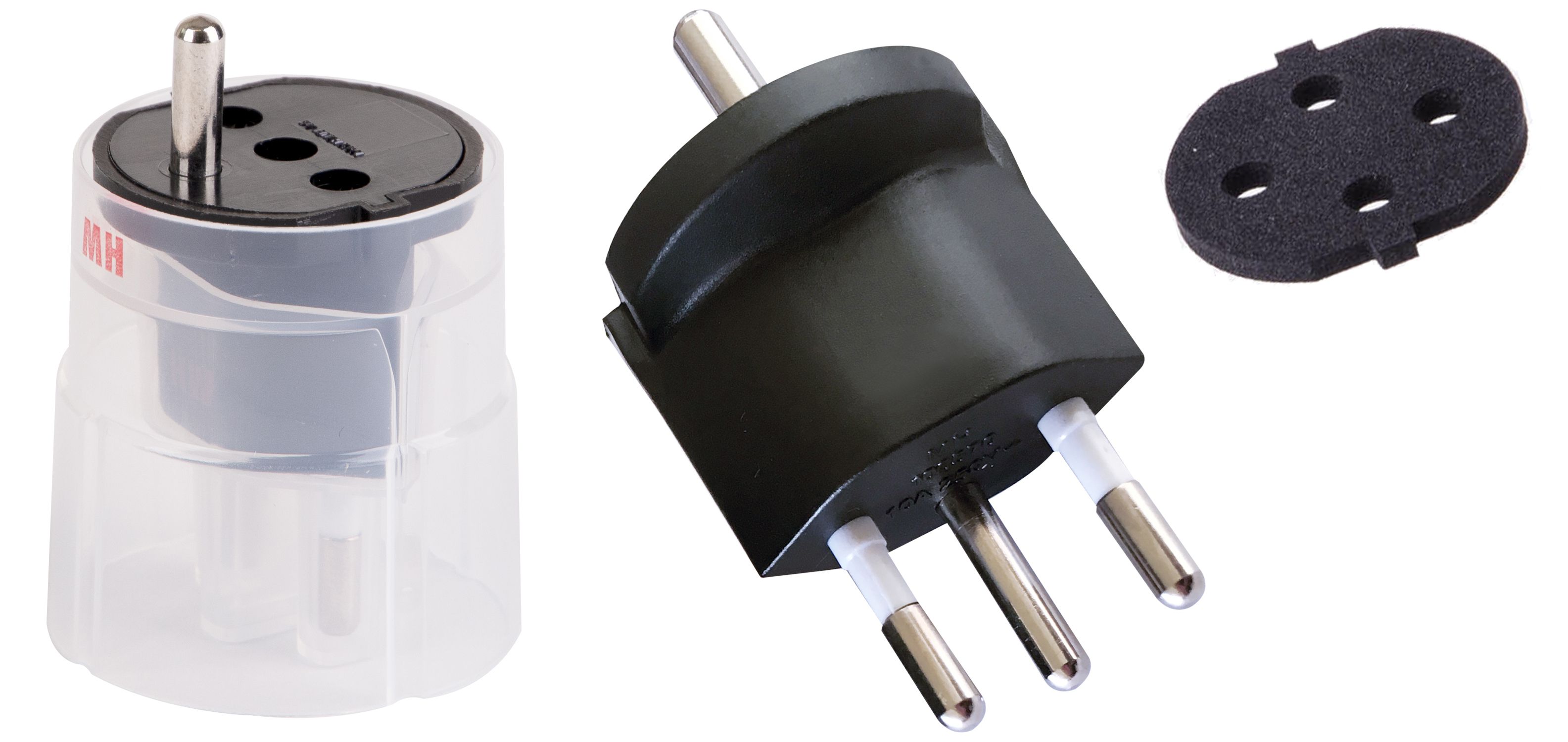 adaptateur fixe type 12 / Schuko CEE 7/7 avec joint noir