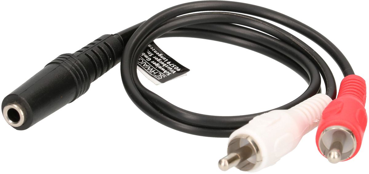 câble audio adaptateur Y stéréo fiche RCA/prise jack 0.2m noir