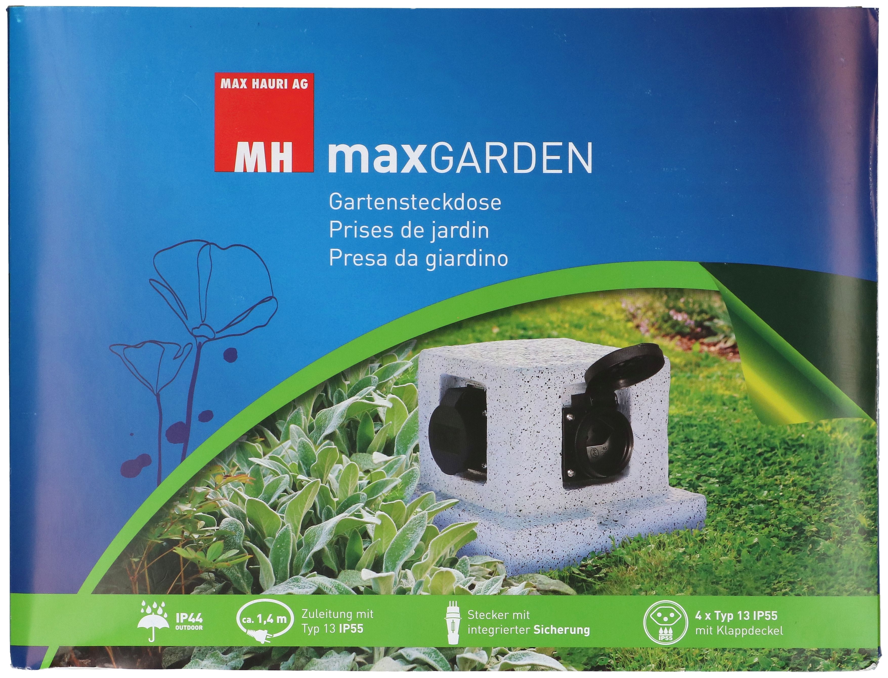 prises de jardin 4x type 13 IP55 blanc aspect pierre