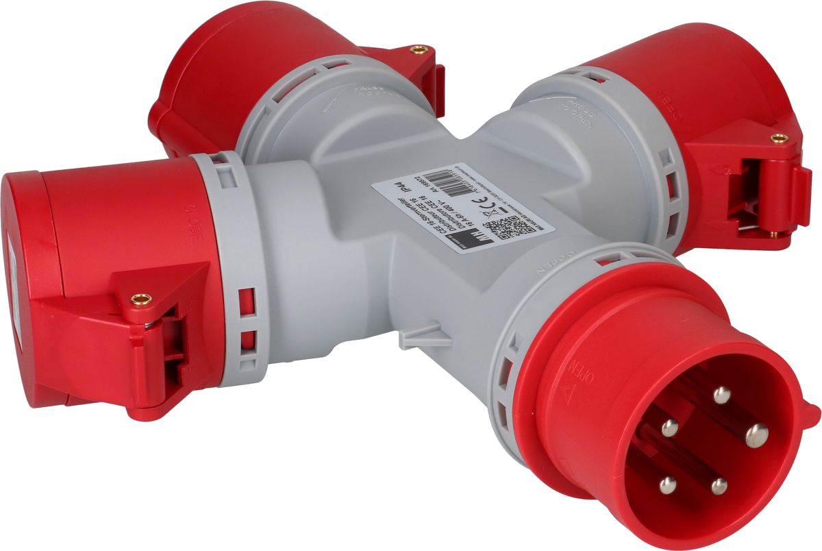 distributeur en étoile 1x CEE16 fiche 3x CEE16 prises 400V IP44