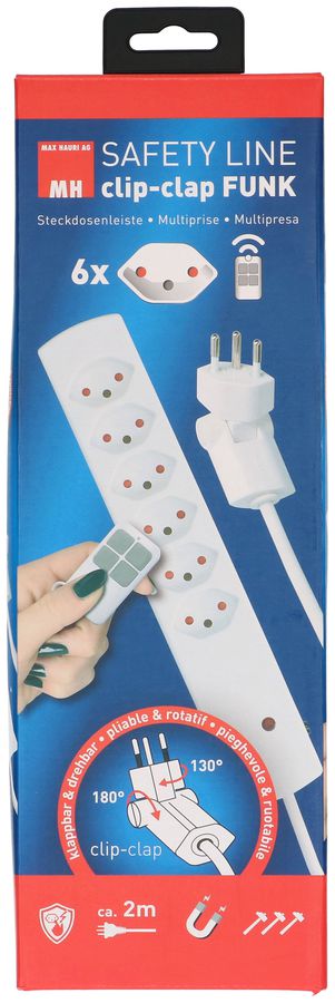 multiprise Safety Line 6x type 13 BS bc télécomma. aimant 2m cli.