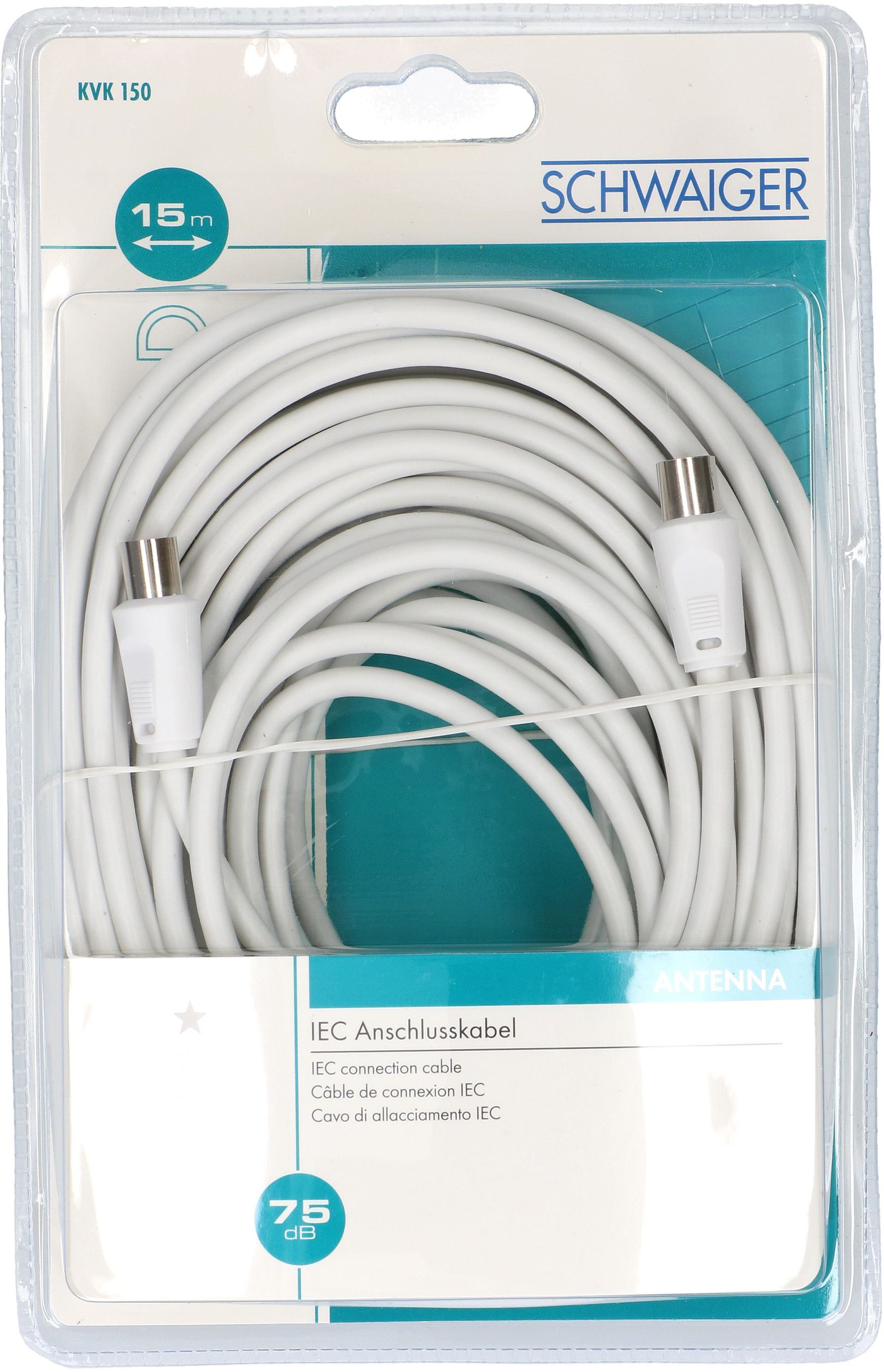 Antennen-Anschlusskabel 75dB 15m weiss