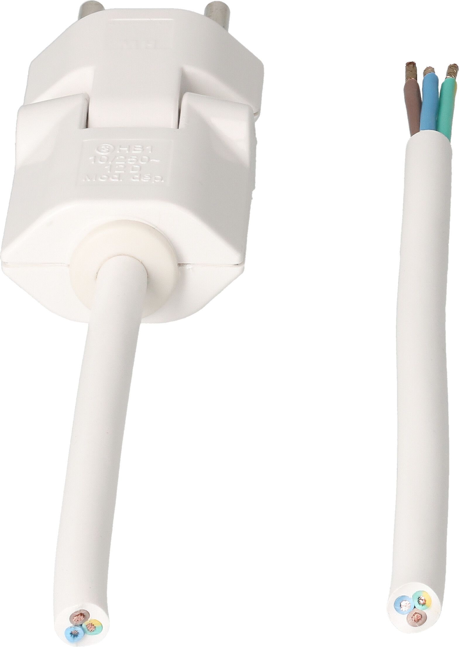 TD-Netzkabel H05VV-F3G1.0 5m weiss clip-clap Typ 12