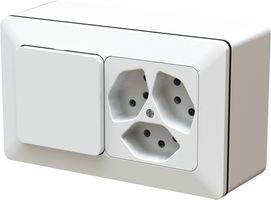 combinaison interrupteur s3 / 3x type 13 ta.1x2 AP priamos blanc