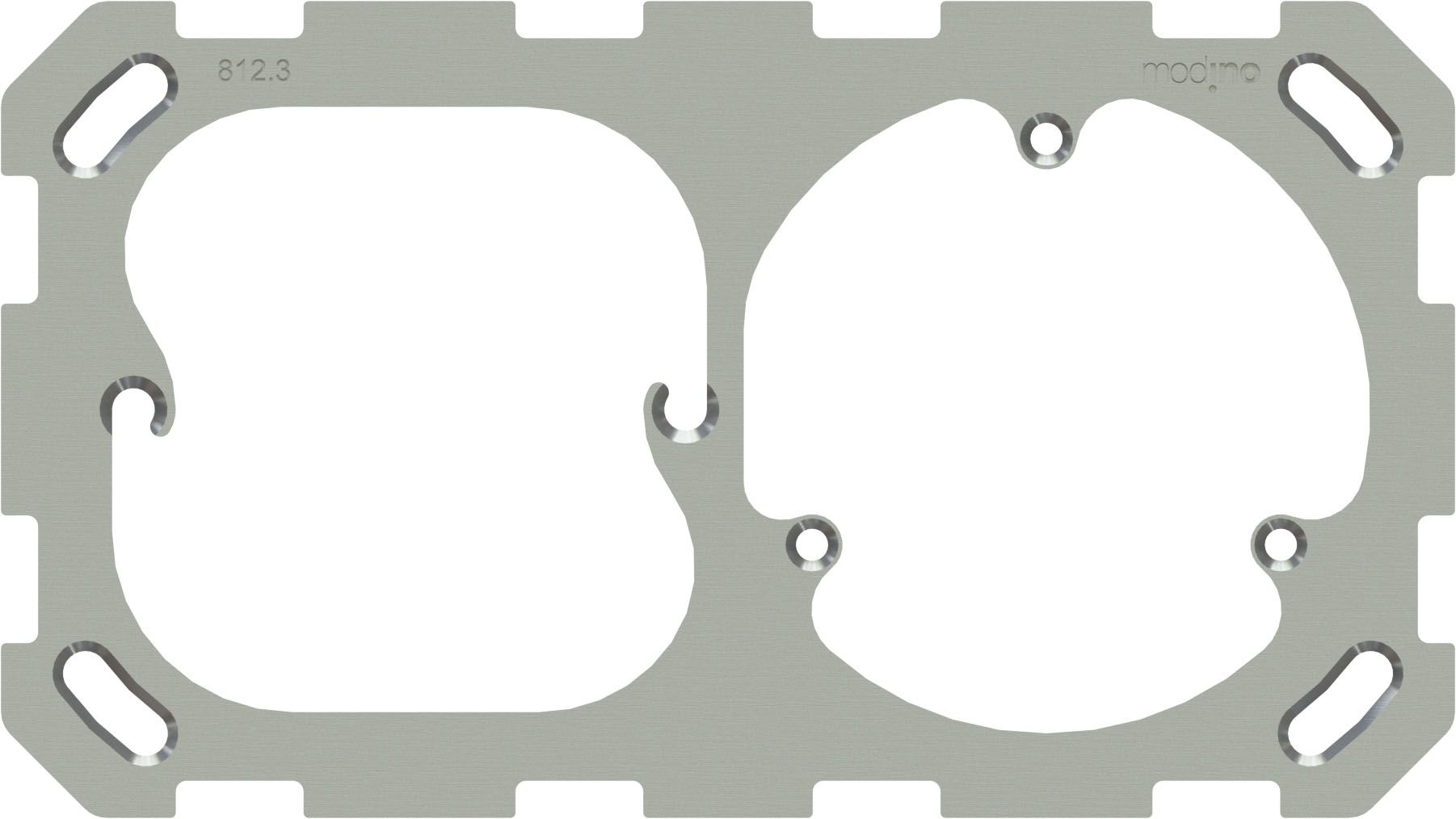 plaque de fixation ta.1x2 avec fixation en 3 points àdroit modino