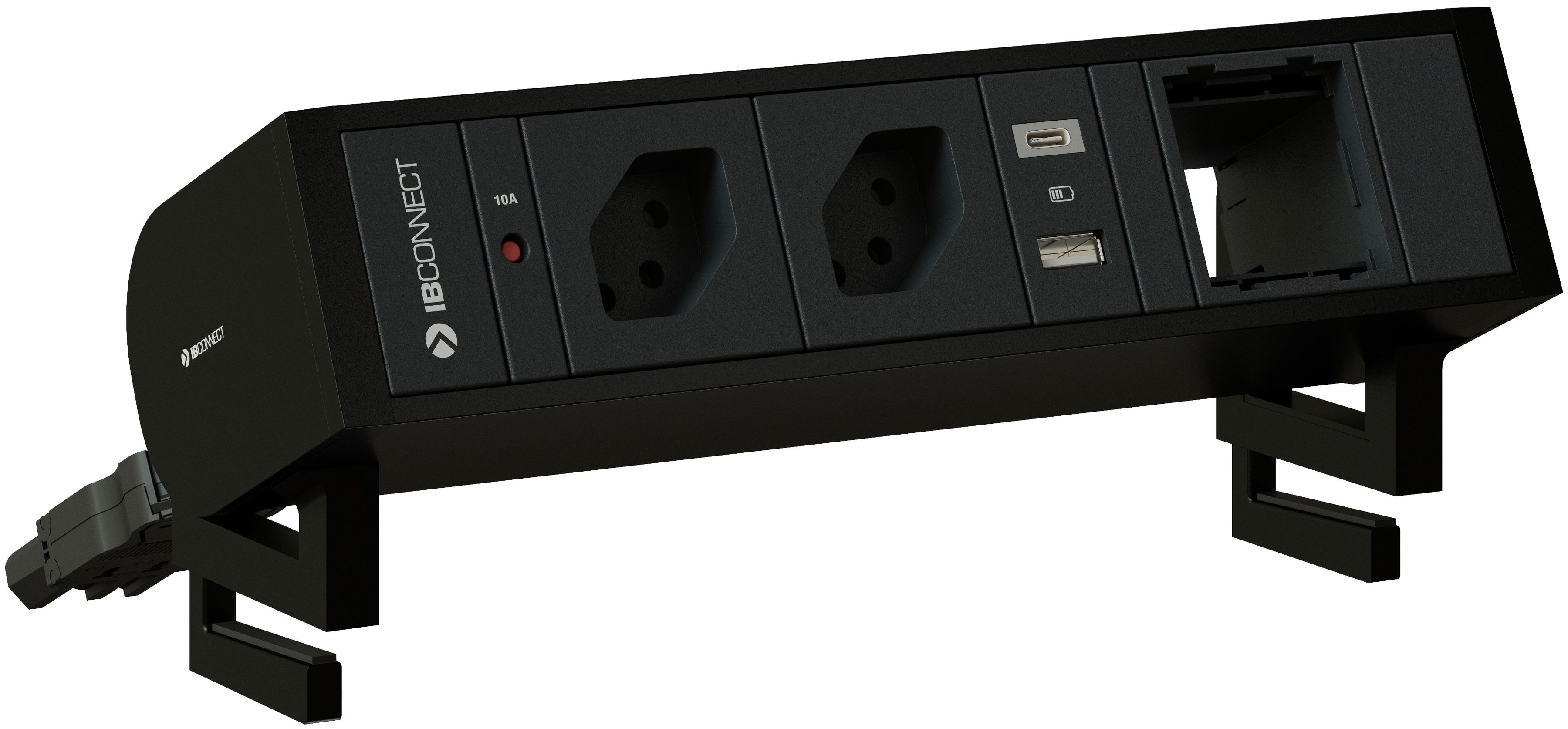 SUPRA bloc multiprise noir 2x type 13 1x USB-A/C 1x module vide