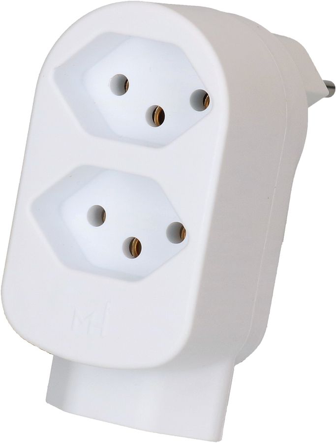 Abzweigstecker ADAPT 2+1x Typ 13 weiss drehbar Green+Fair